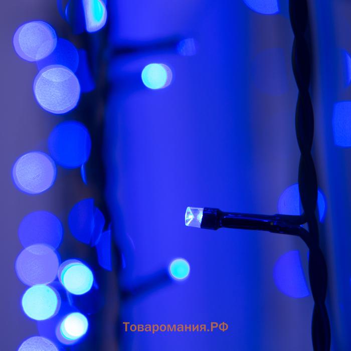 Гирлянда «Занавес» 2 × 9 м, IP44, УМС, тёмная нить, 1800 LED, свечение синее, 220 В