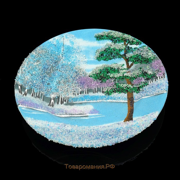 Тарелка фарфоровая "Зима", каменная крошка, D=18 см, микс