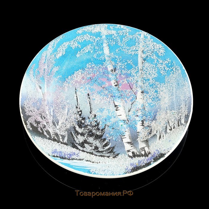 Тарелка фарфоровая "Зима", каменная крошка, D=18 см, микс