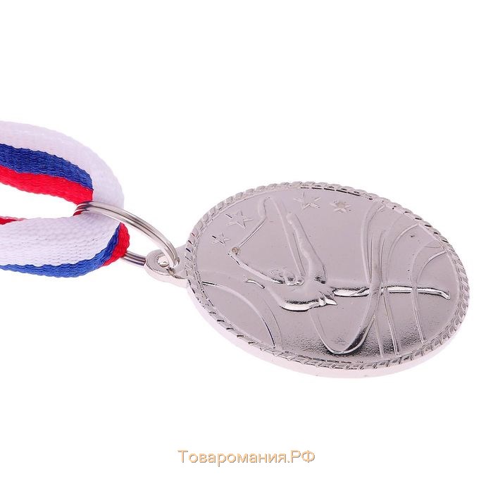 Медаль тематическая «Гимнастика», серебро, d=3,5 см
