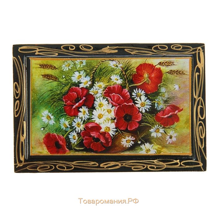 Шкатулка «Цветы», 6×9 см, лаковая миниатюра