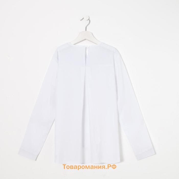 Школьная блузка для девочки, цвет белый, рост 140