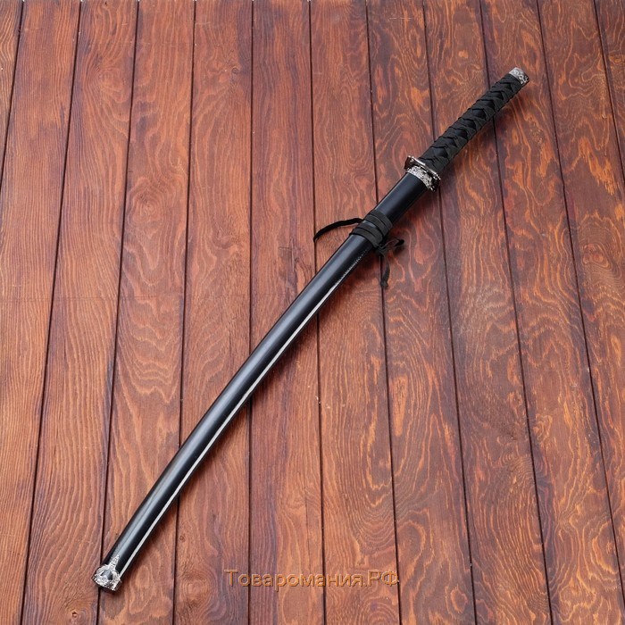 Сувенирное оружие «Катана на подставке», чёрные ножны с разводами, 100 см