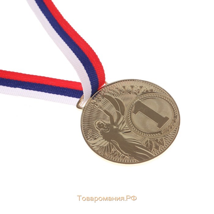 Медаль призовая «Ника» диам 4,5 см. 1 место. Цвет зол. С лентой