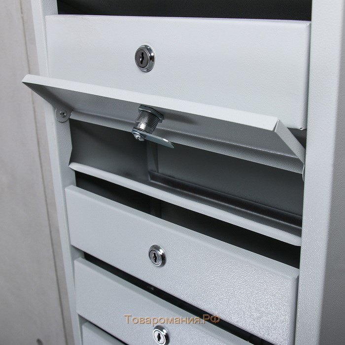 Ящик почтовый многосекционный, 5 секций, с задней стенкой, серый