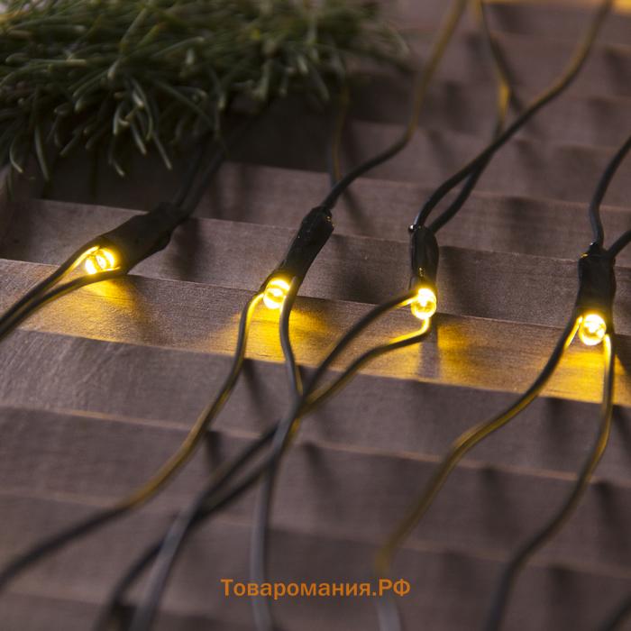 Гирлянда «Сеть» 2 × 3 м, IP44, УМС, тёмная нить, 384 LED, свечение тёплое белое, 220 В