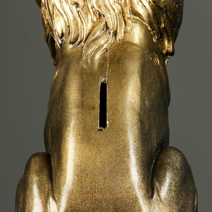 Копилка "Лев на шаре малый" черное золото, 42х17х16см