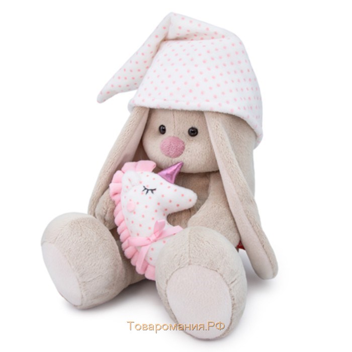 Мягкая игрушка «Зайка Ми с розовой подушкой - единорогом», 18 см
