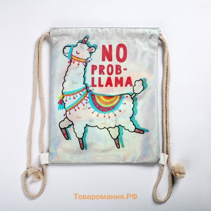 Мешок для обуви  NO PROB-LLAMA кож.зам голография, 30×40 см