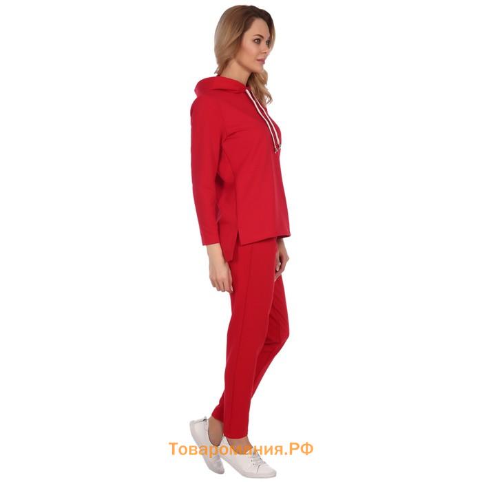 Костюм женский (худи, брюки), цвет красный, размер 50