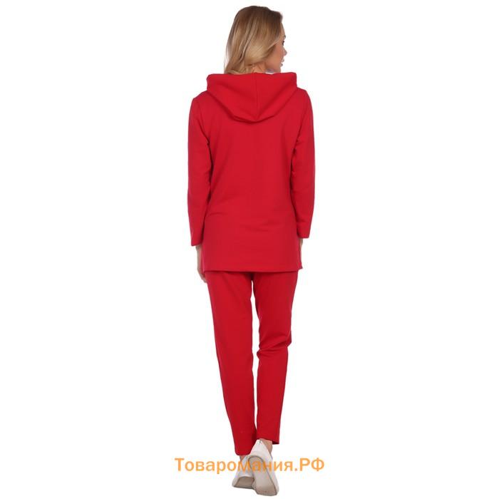 Костюм женский (худи, брюки), цвет красный, размер 50