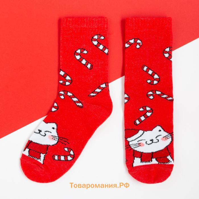 Носки детские новогодние KAFTAN "Котик" р-р 14-16, красный