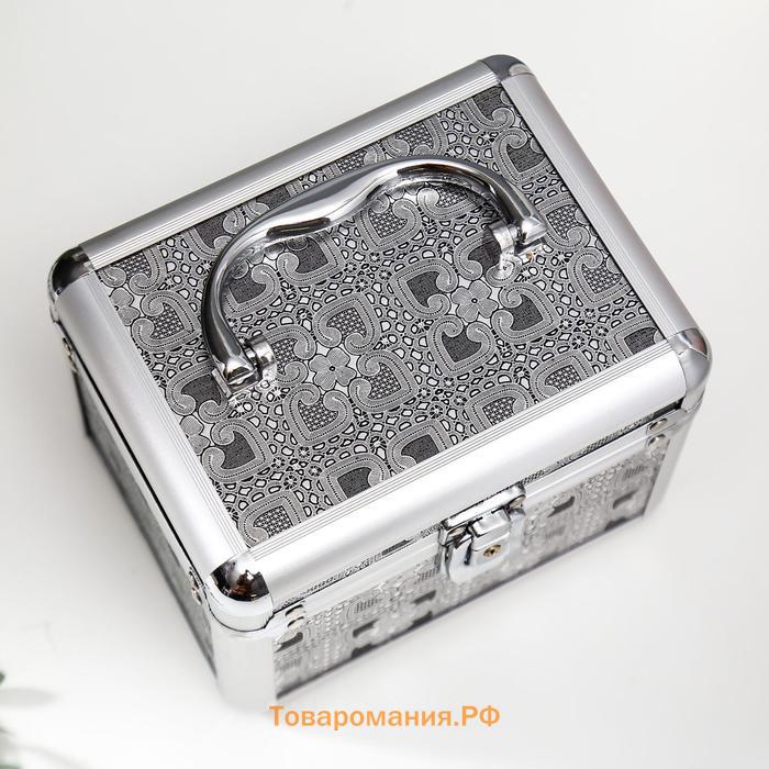 Шкатулка металлокаркас сундучок "Кожа питона и сердца" серебро 13х16,7х12,8 см