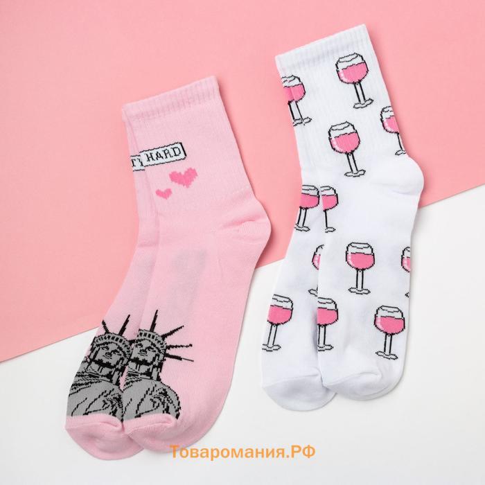 Набор женских носков "Party hard" 2 пары, размер 36-39 (23-25 см)