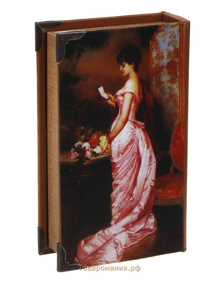 Сейф-книга дерево "Леди в розовом" шёлк 17х11х5 см