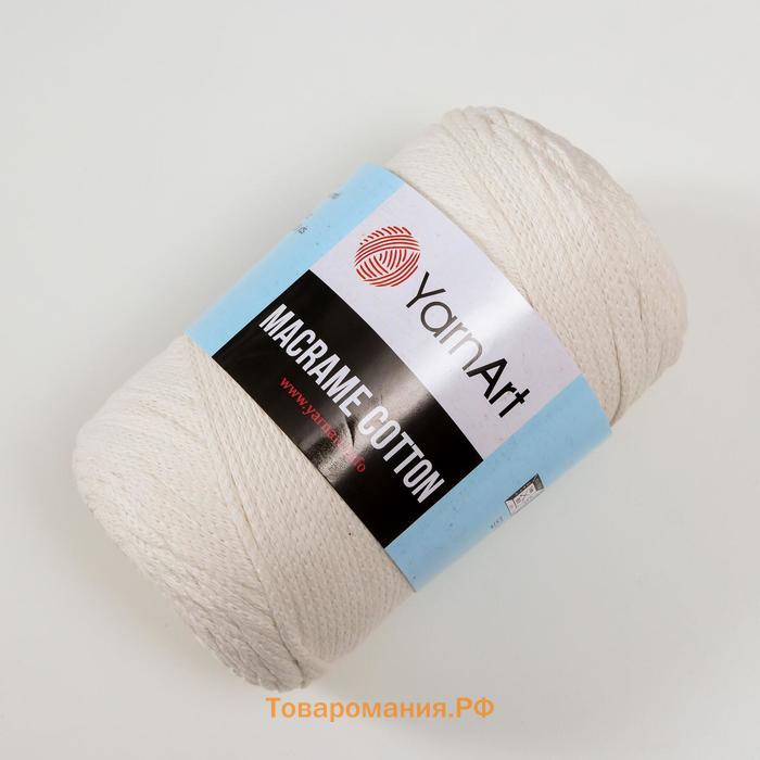 Пряжа для вязания спицами, крючком YarnArt, Macrame Cotton, 20% полиэстер, 80% хлопок, 225 м/250 г, (752 молочный)