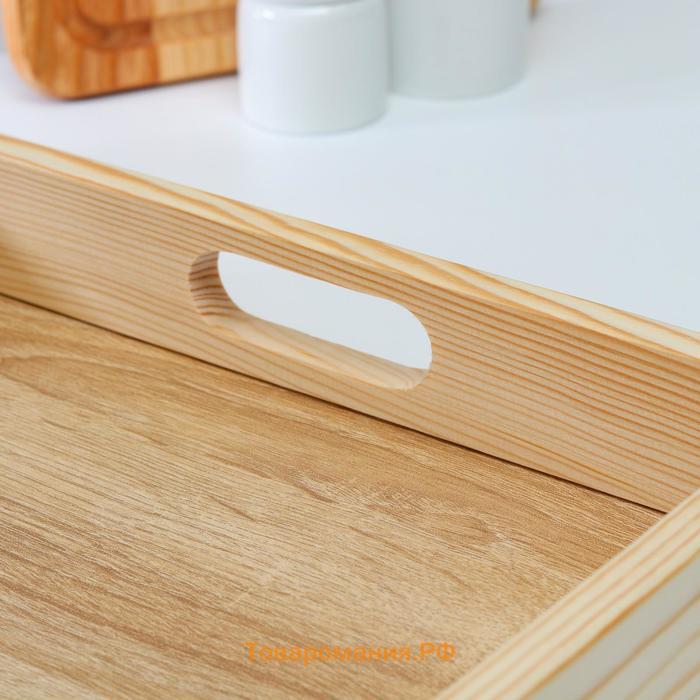 Поднос деревянный для завтрака 50×30 см, ручки вырезы