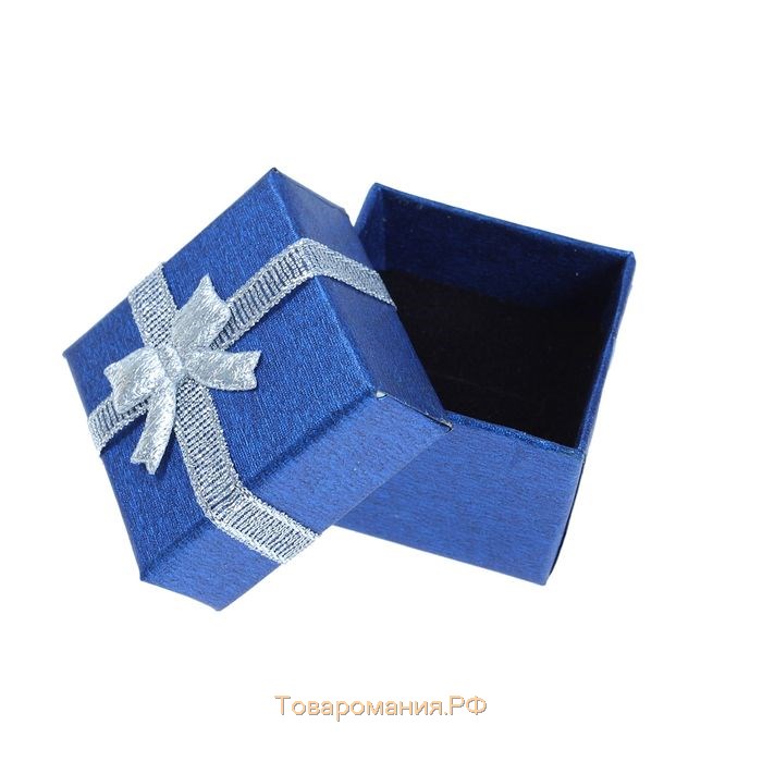 Коробочка подарочная под кольцо, 4 х 4 (размер полезной части 3,5 х 3,5см) с серебристой лентой, цвет МИКС