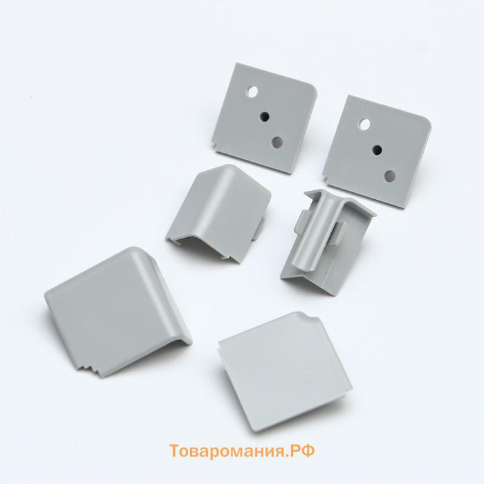 Комплект заглушек для плинтуса ЭЛИТ-2, ПЛАТО-2 серый (4 шт)