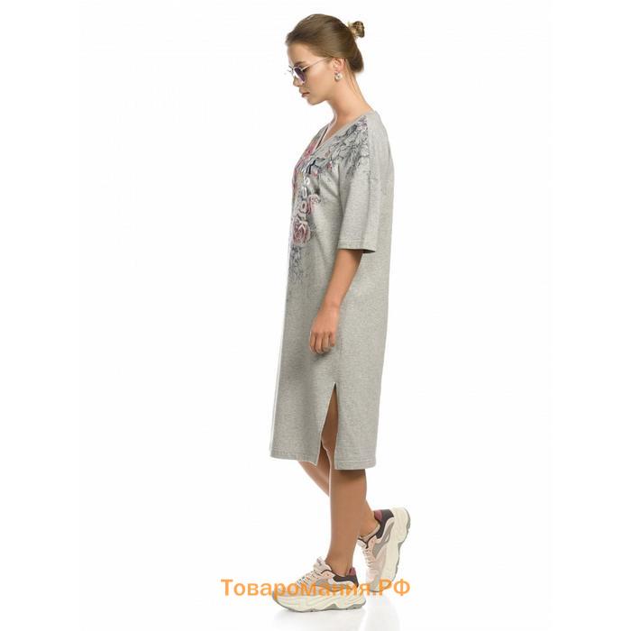 Платье-футболка женское, размер XS, цвет серый