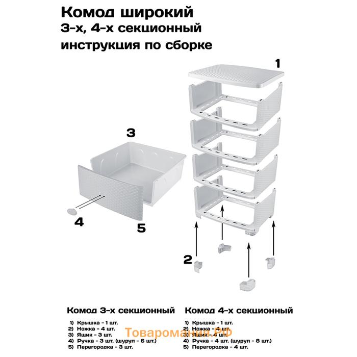 Комод 4-х секционный «Сказочное королевство», на колесиках, МИКС