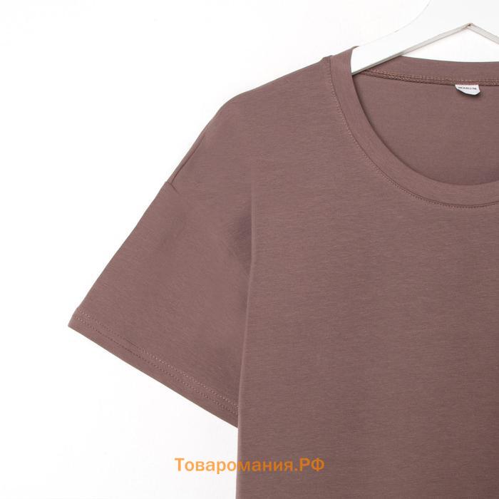 Комплект женский (футболка, велосипедки) цвет какао, размер 54