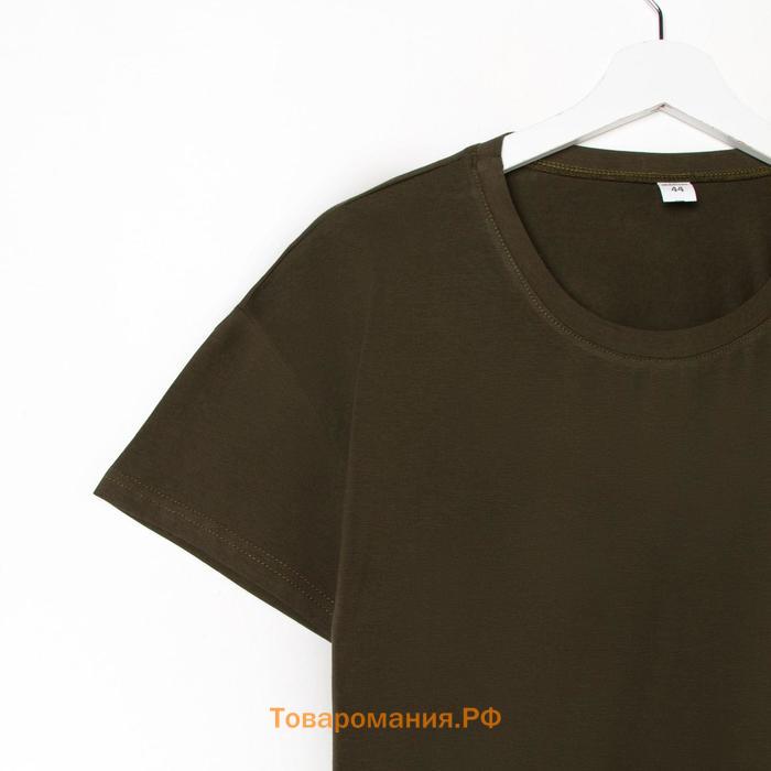 Комплект женский (футболка, велосипедки) цвет хакки, размер 46