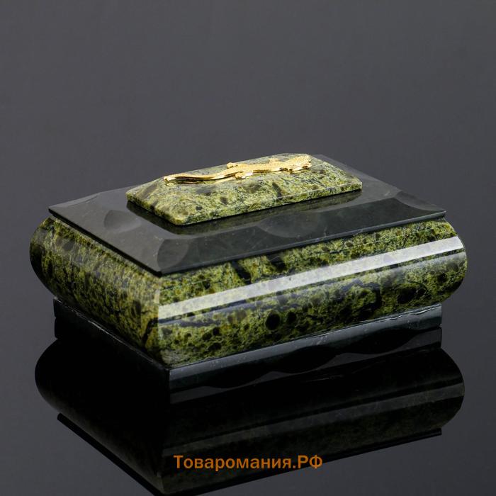 Шкатулка "Ящерица", 11,5х9х5,5 см, натуральный камень, змеевик