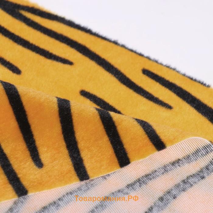 Лоскут для рукоделия, 53 × 53 см, мех тигровый бежевый на трикотажной основе