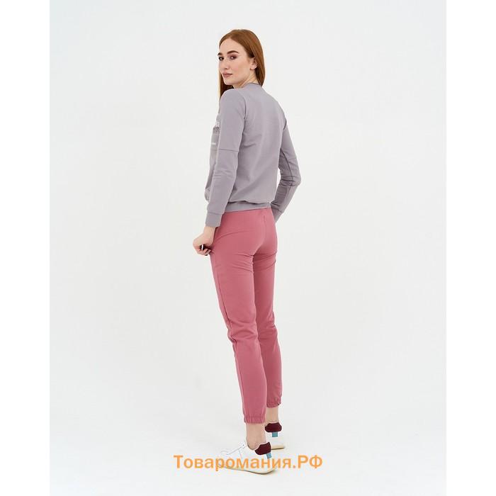 Комплект женский (толстовка/брюки) цвет сиреневый/брусничный, размер 54