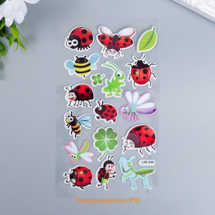 Наклейка пластик объёмные "Бабочки и насекомые" МИКС 10х20 см