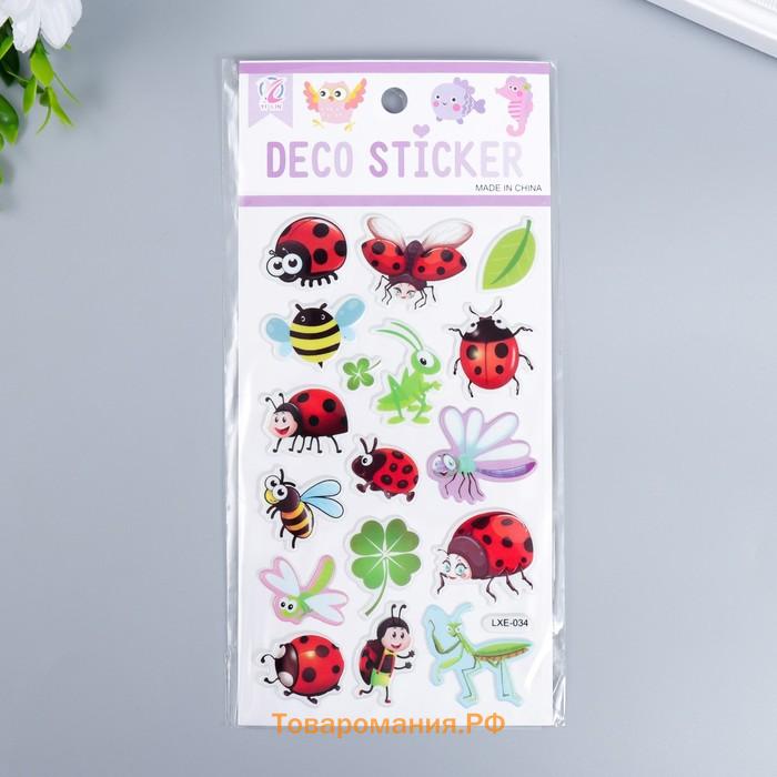 Наклейка пластик объёмные "Бабочки и насекомые" МИКС 10х20 см