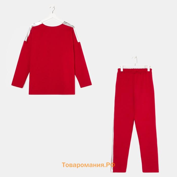 Комплект женский (свитшот, брюки), цвет бордо, размер 52
