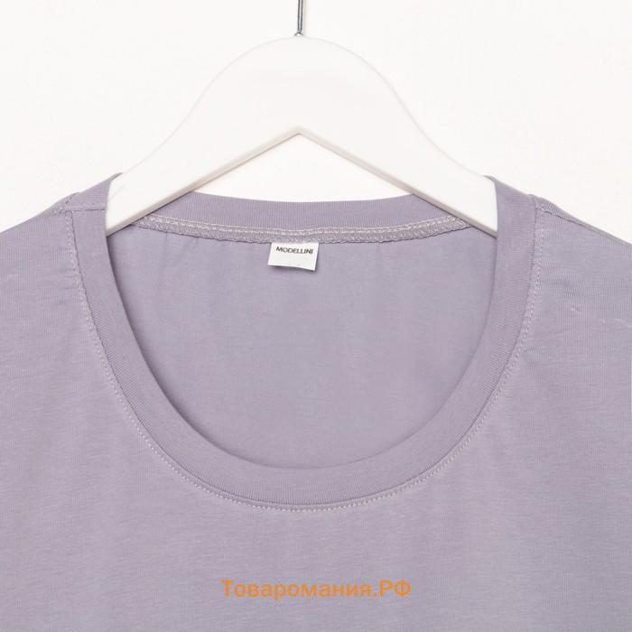 Костюм женский (футболка/бриджи), цвет сирень, размер 48