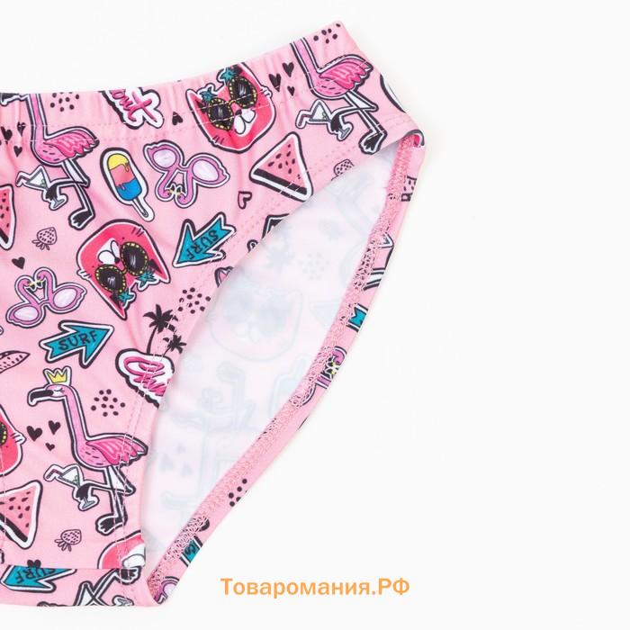 Купальник раздельный для девочки, цвет розовый/кошки, рост 134 см