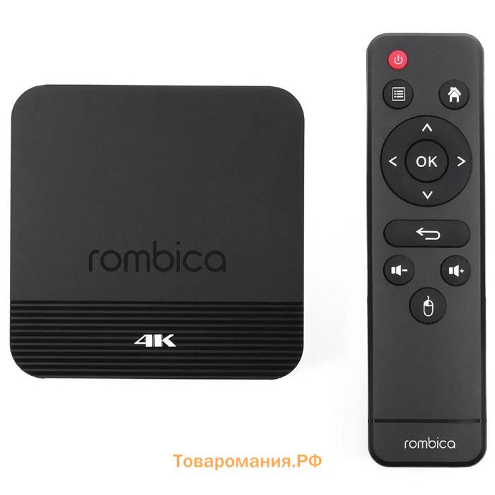 Приставка "Смарт ТВ" Rombica Smart Box F2, 2ГБ ОЗУ,16 ГБ,Android,Ultra HD,Wi-Fi,HDMI, чёрная