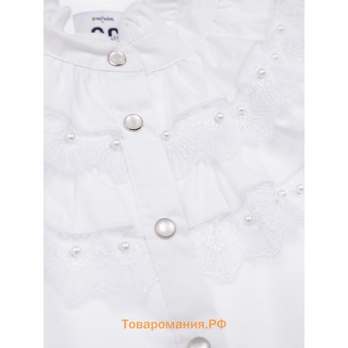 Блузка для девочки с рюшами и бусинами, рост 134 см