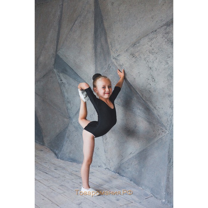 Купальник гимнастический Grace Dance, с рукавом 3/4, р. 36, цвет чёрный