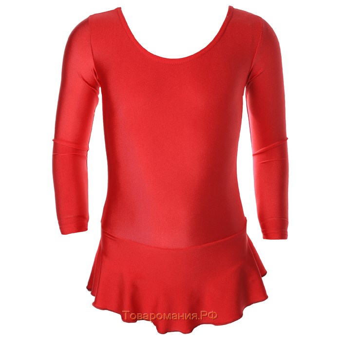 Купальник гимнастический Grace Dance, с юбкой, с длинным рукавом, р. 30, цвет красный