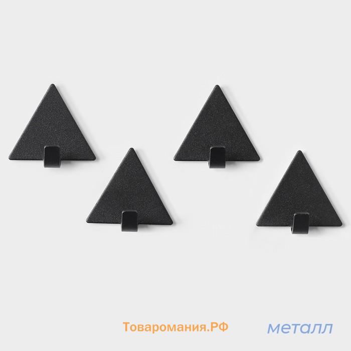 Крючки самоклеящиеся SAVANNA Black Loft, 4 шт, металл, грань 4 см, 4×3.9×1.5 см, чёрные