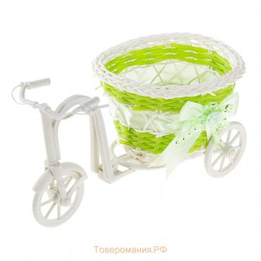 Корзина декоративная "Велосипед с кашпо-зеленая лента" 22х11х12 см