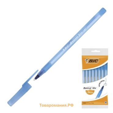 Набор ручек шариковых 8 штук, BIC Round Stic Classic, чернила синие, узел 1.0 мм, среднее письмо