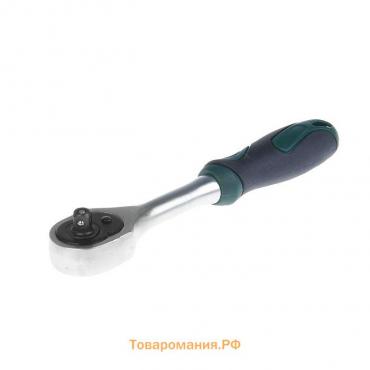 Вороток с трещоткой ТУНДРА, CrV, квадрат 1/4", 2К рукоятка, 72 зубца, 150 мм