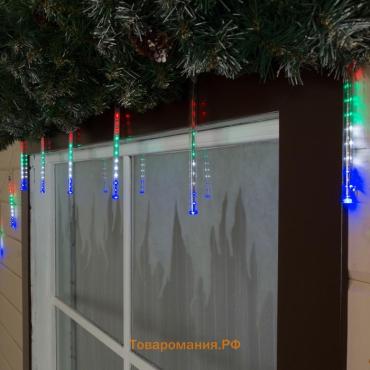 Гирлянда «Сосульки» 2.4 × 0.2 м, IP44, прозрачная нить, 96 LED, свечение мульти с эффектом стекания, 12 В