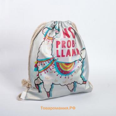 Мешок для обуви  NO PROB-LLAMA кож.зам голография, 30×40 см