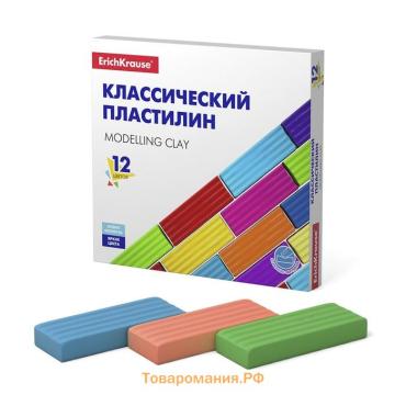 Пластилин 12 цветов, 192 г, ErichKrause, в картонной упаковке