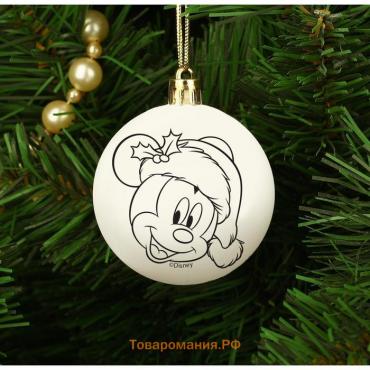 Новогодний шар под роспись, размер шара 5,5 см "Мышка", Микки Маус