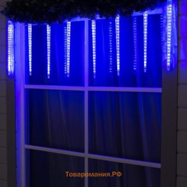 Гирлянда «Сосульки рифленые» 2.5 × 0.42 м, IP65, прозрачная нить, 288 LED, свечение синее с эффектом стекания, 12 В