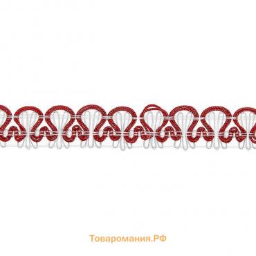 Тесьма плетёная красно-белый в рулоне 20 метров