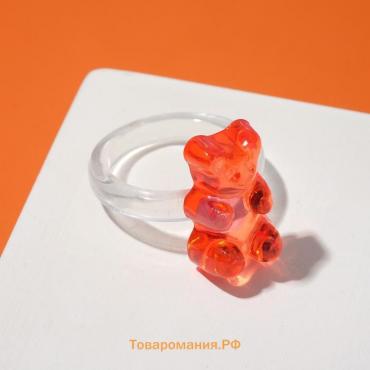Кольцо «Мармеладный мишка», цвет красный, размер 17
